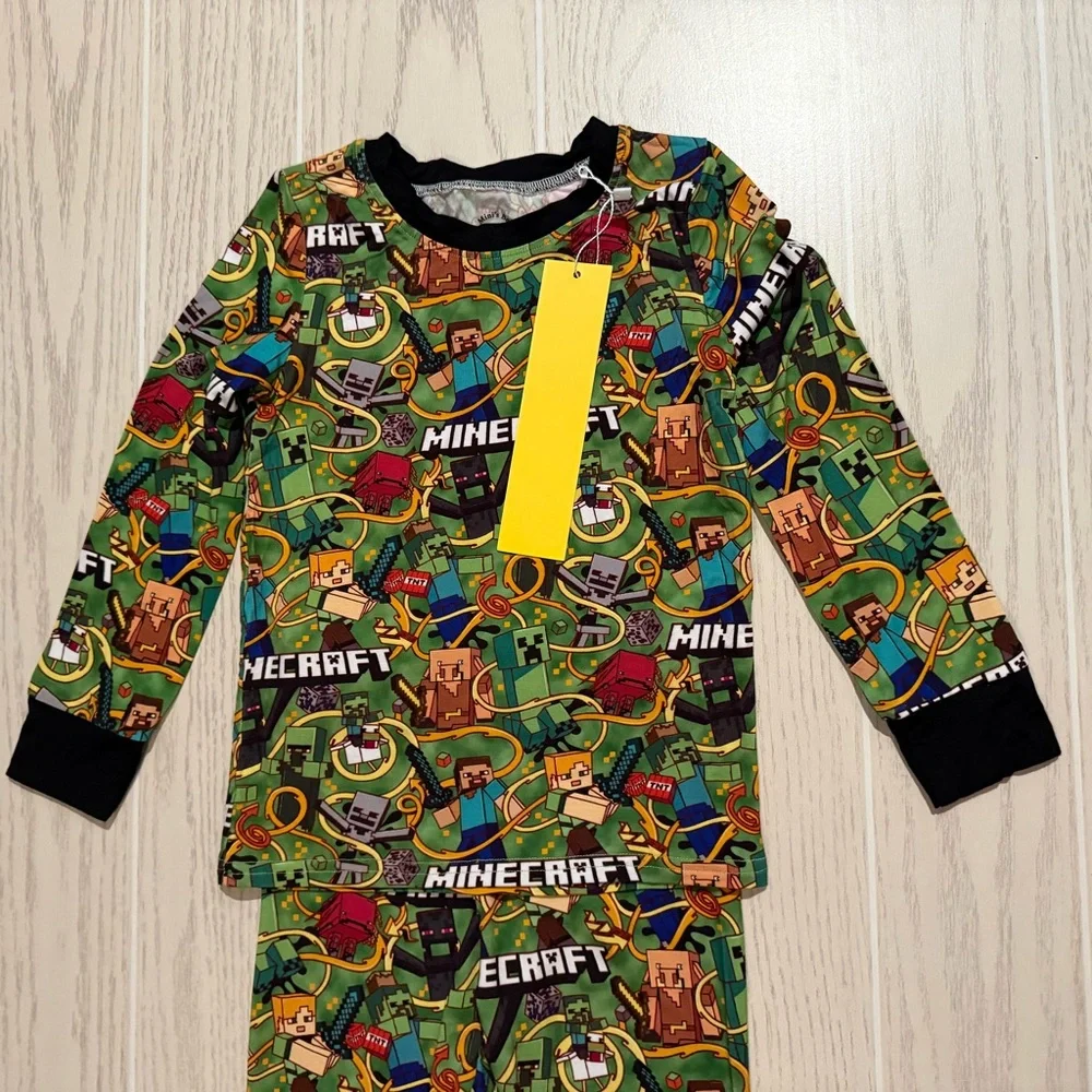 B &‎ A Mini’s Boutique Boys 4T Bamboo Minecraft 2pc Pajama Set Soft Stretch NEW